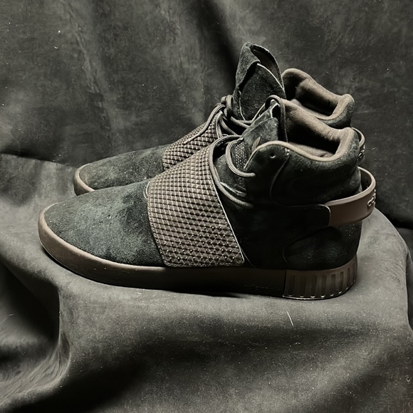 Adidas Tubular Invader Strap triple black mens sz 10 - Picture 3 of 6